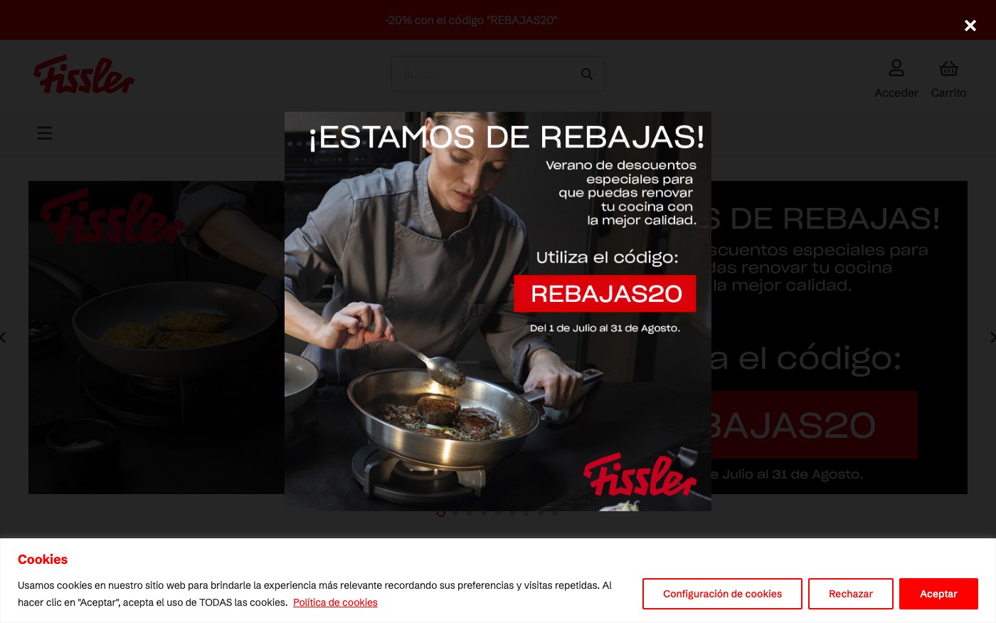 Captura limpia de la home oficial de Fissler
