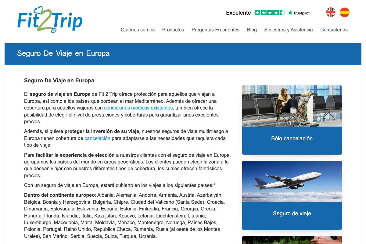 Seguro de viaje en Europa