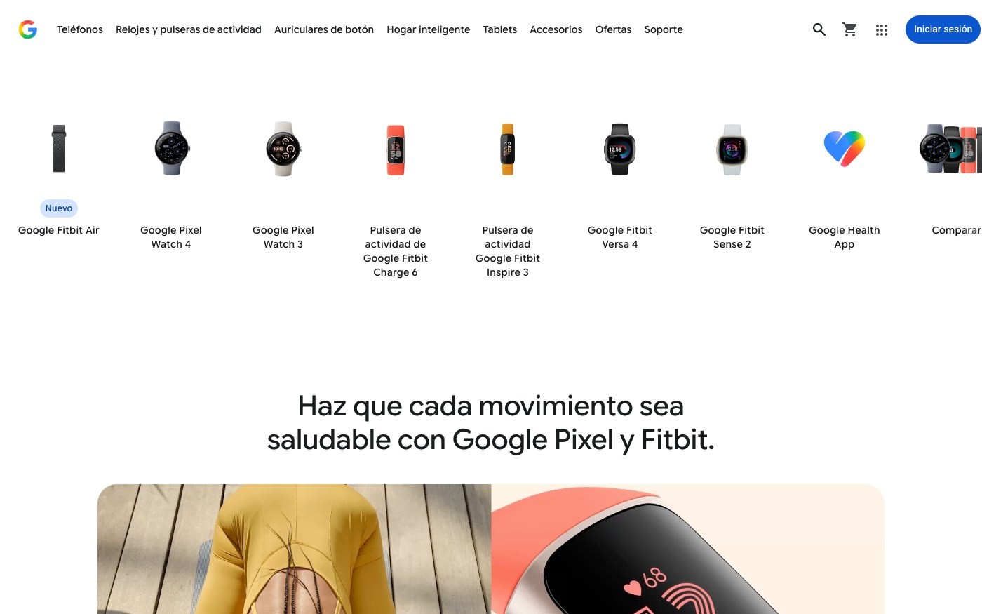 Captura de pantalla de la home de Fitbit