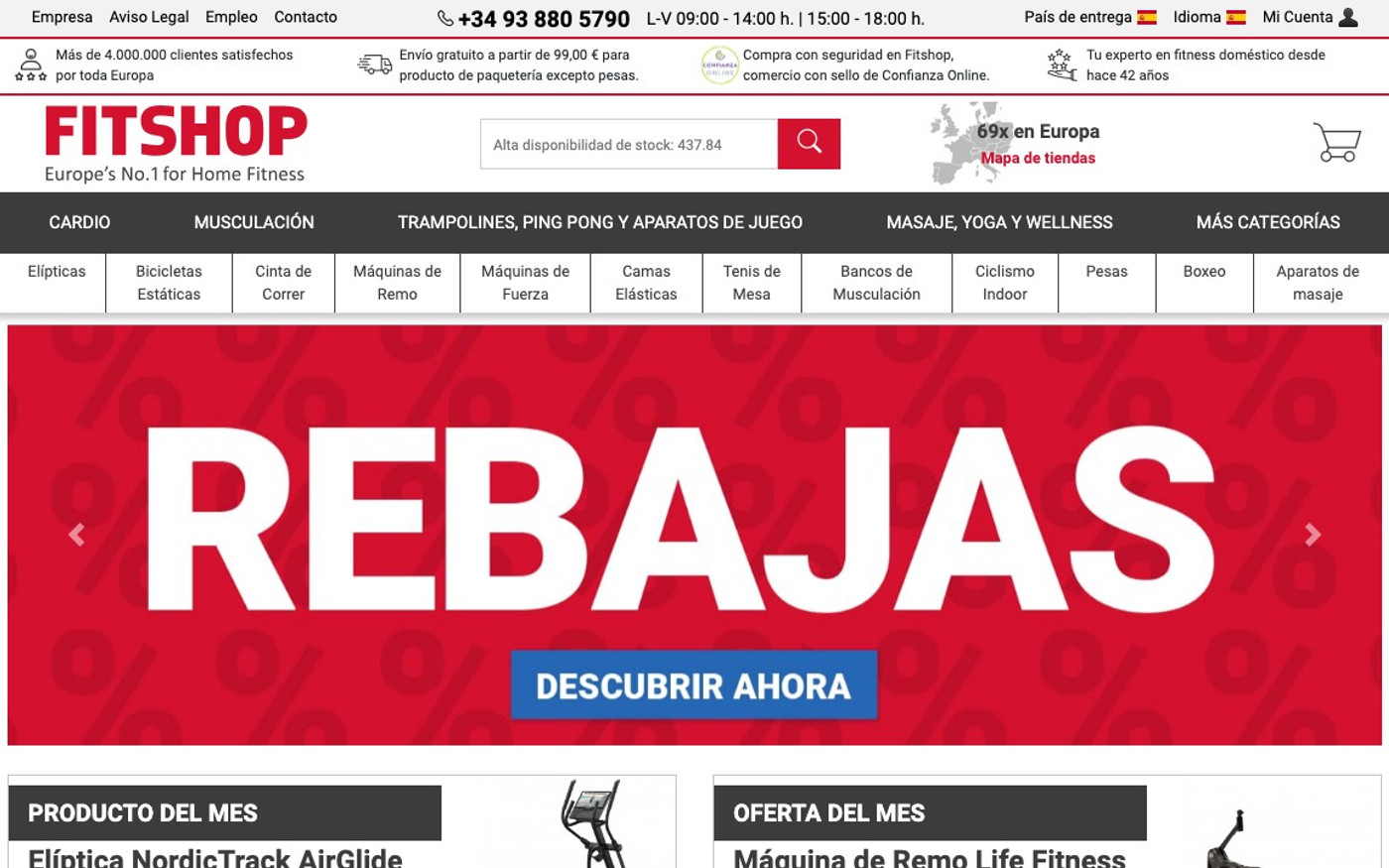 Captura limpia de la home oficial de Fitshop