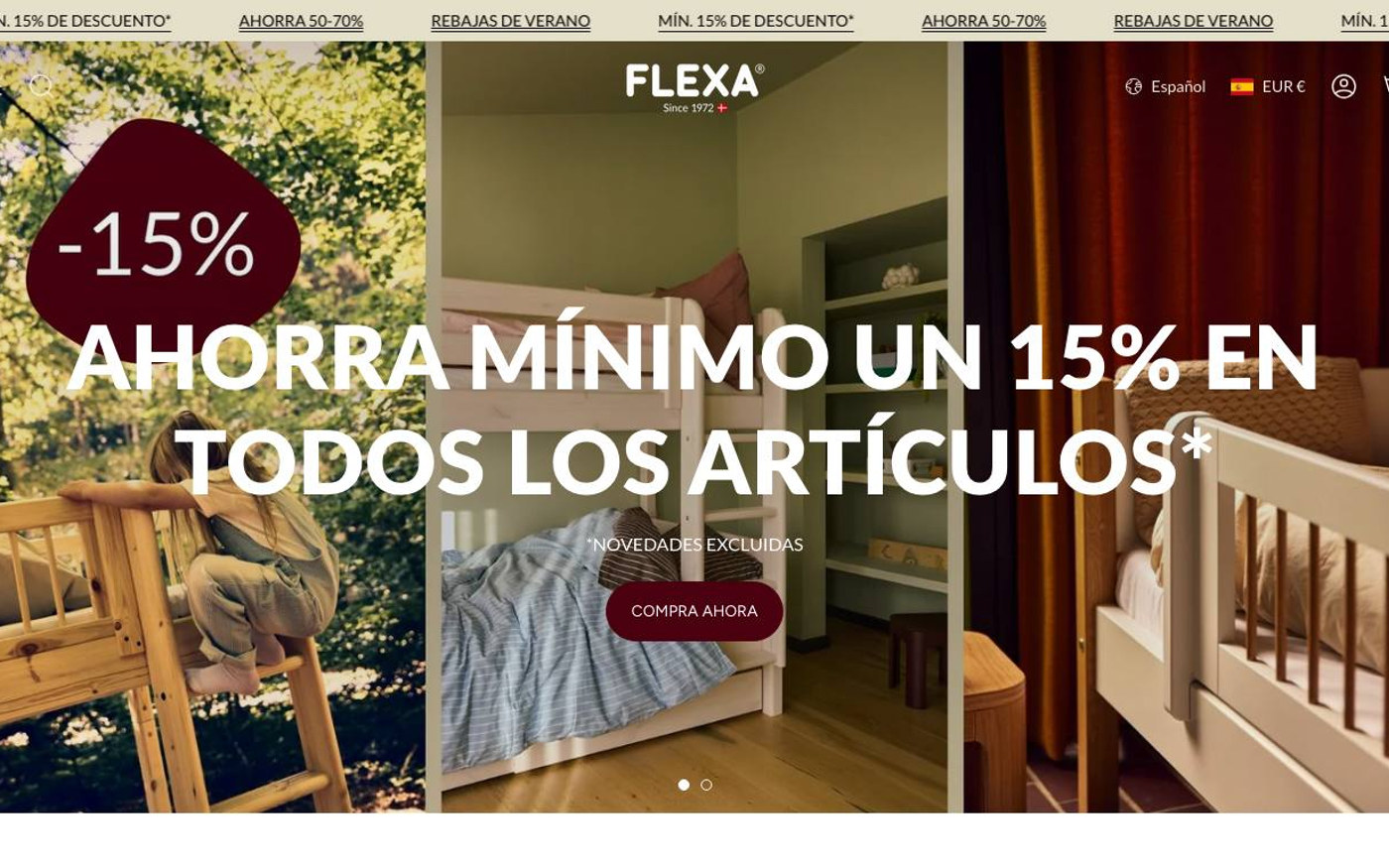 Captura de pantalla de la home de FLEXA