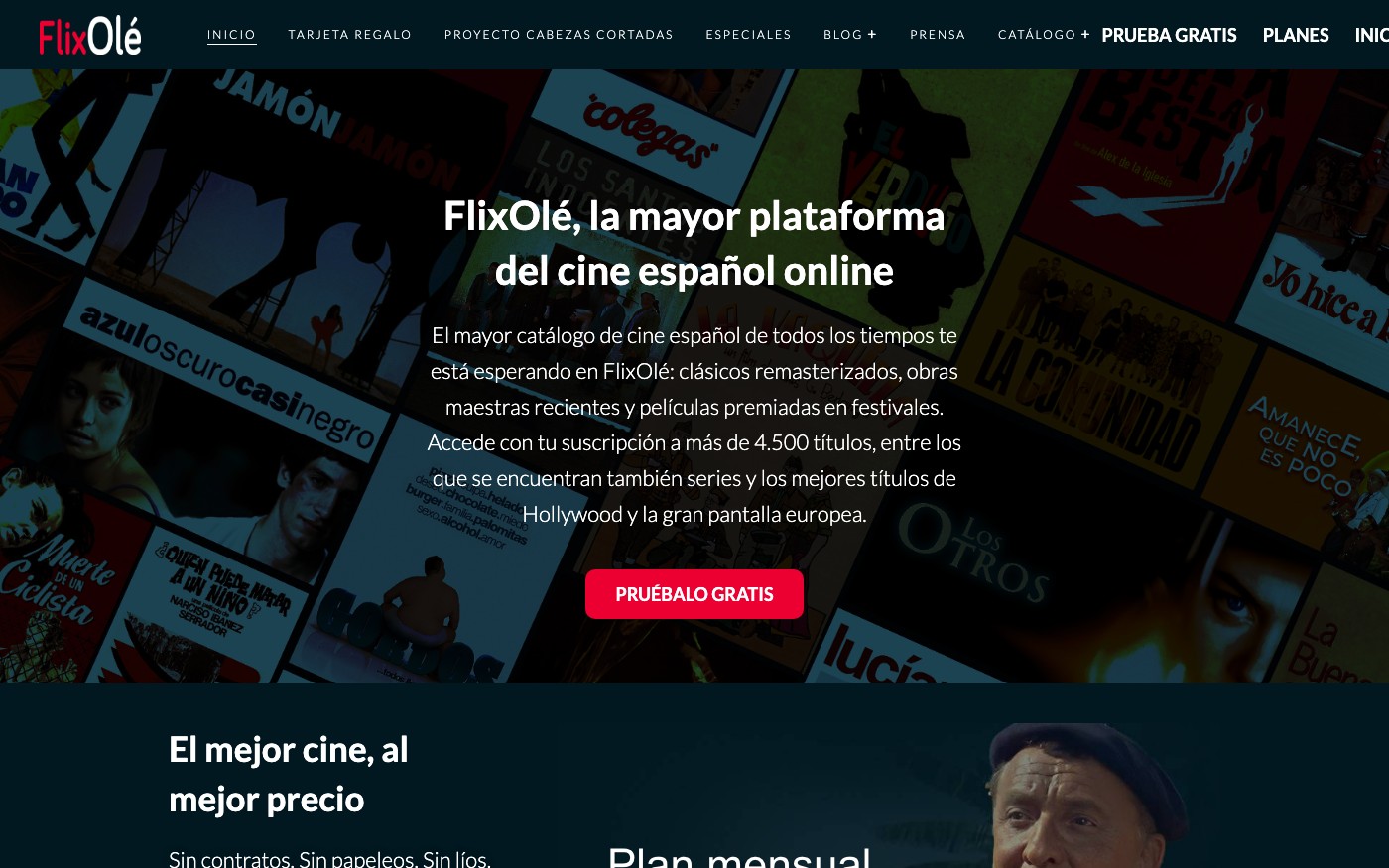 Captura limpia de la home oficial de FlixOlé
