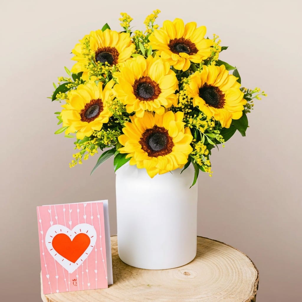 Melodía Dorada: Girasoles y Solidago