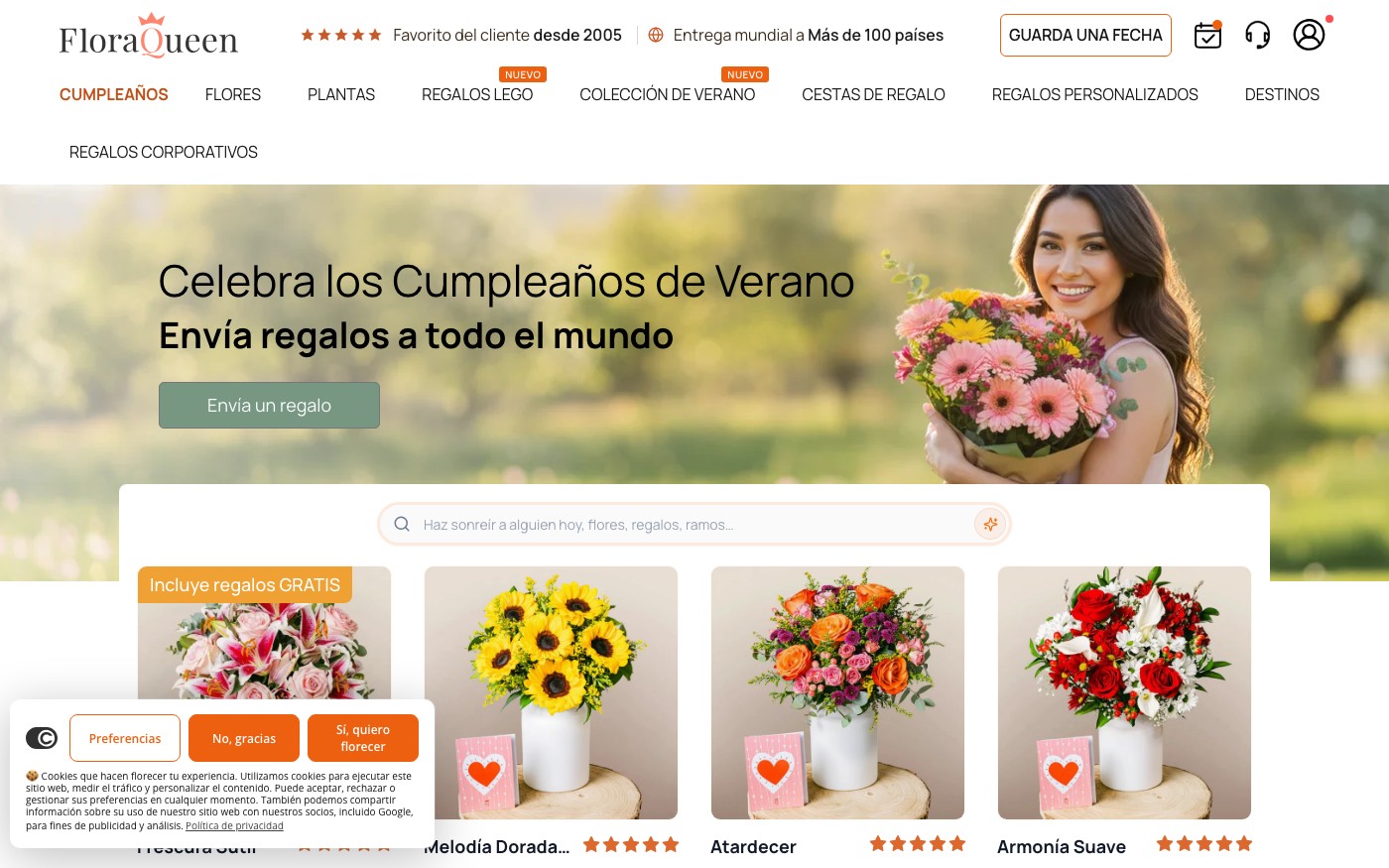 Captura limpia de la home oficial de FloraQueen