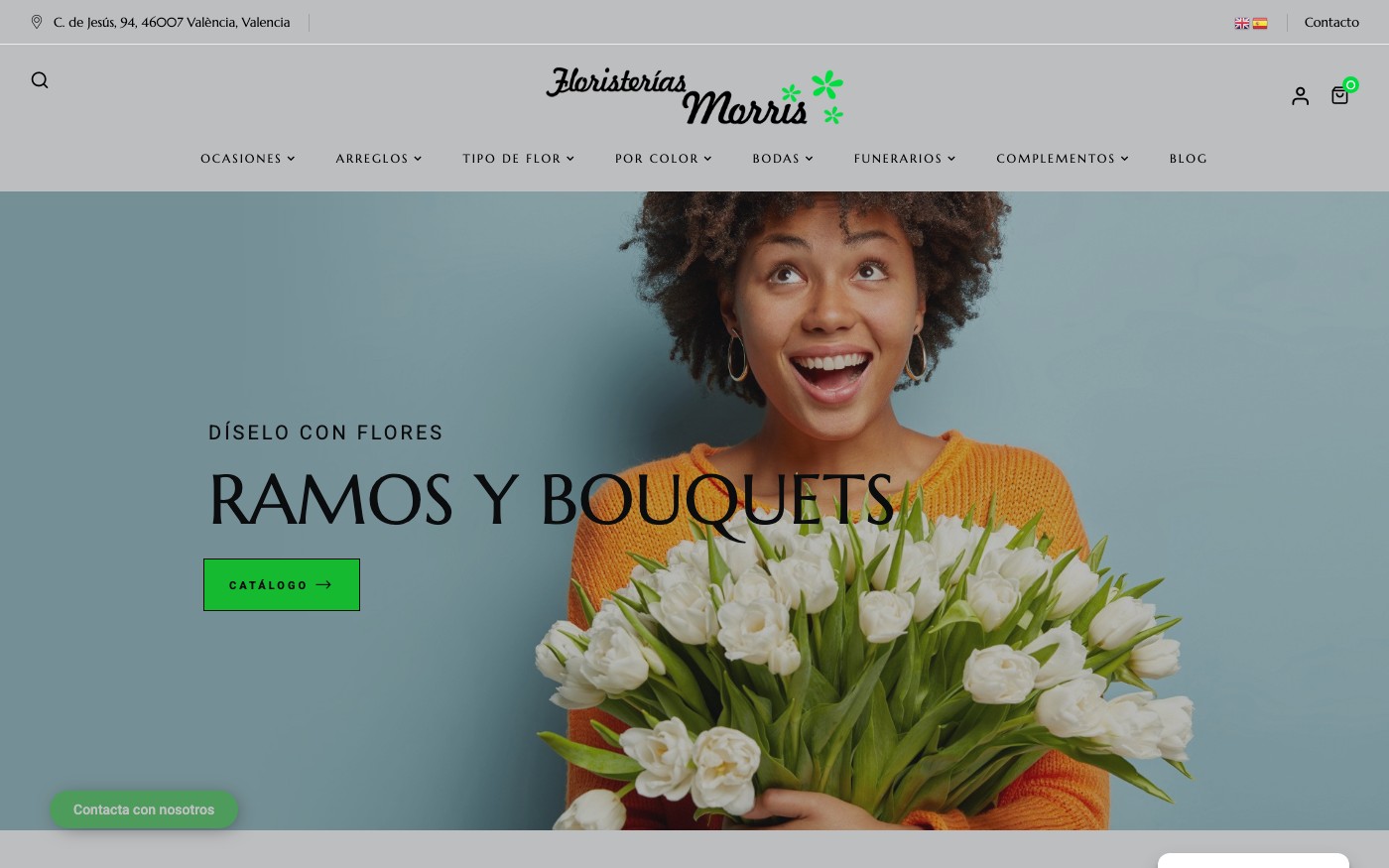 Captura limpia de la home oficial de Floristería Morris
