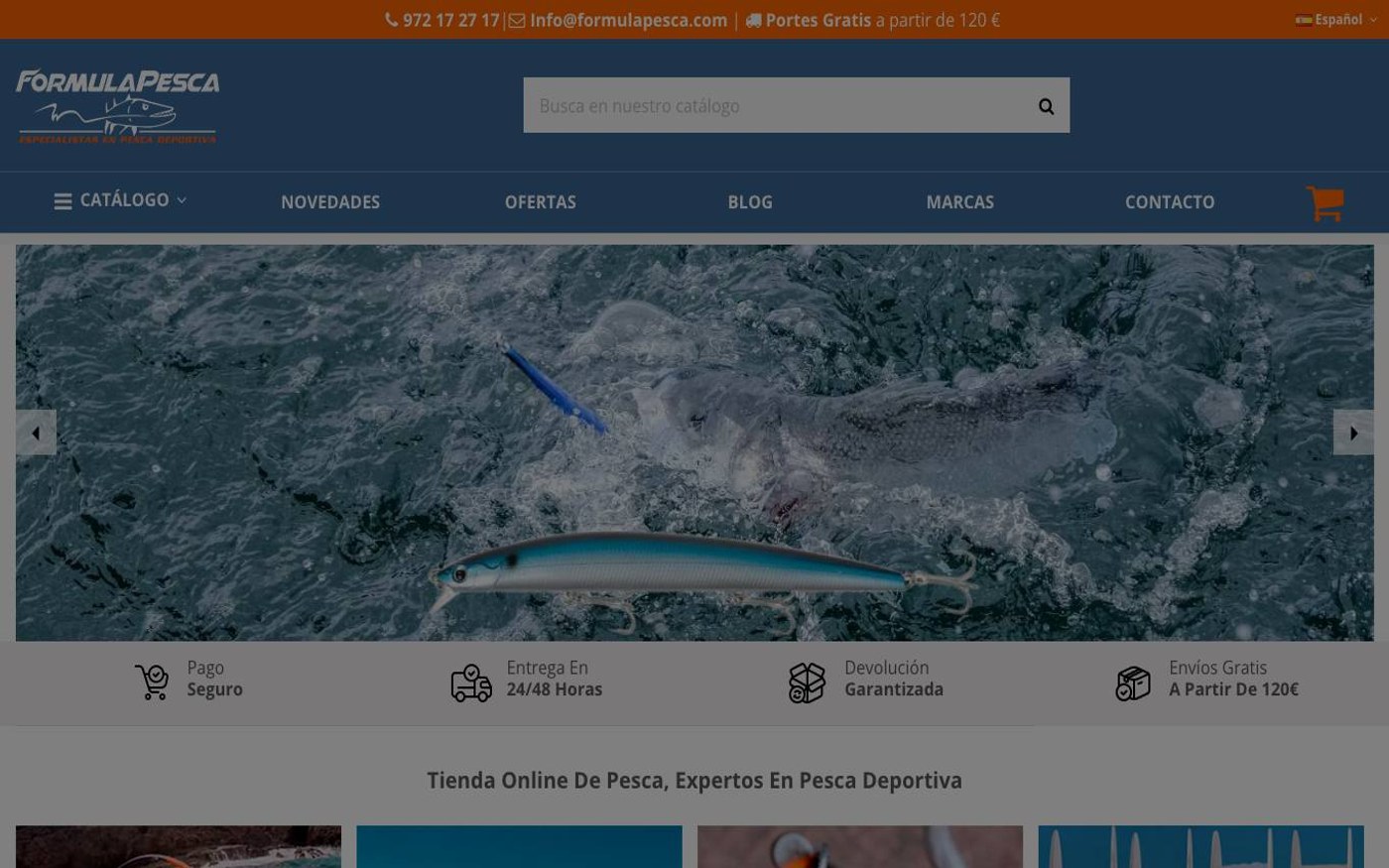 Captura limpia de la página de inicio de Formula Pesca
