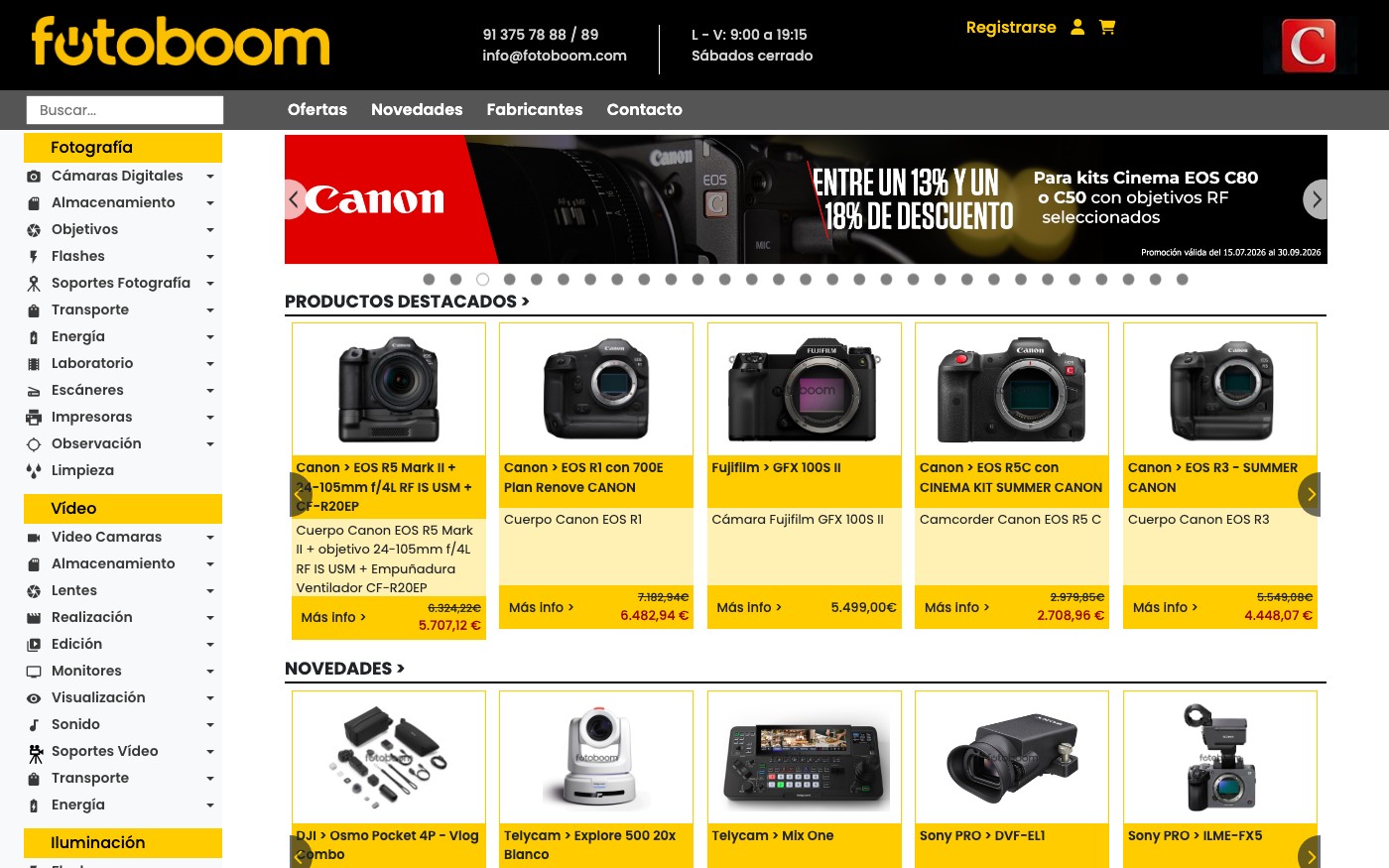 Captura limpia de la home oficial de Fotoboom