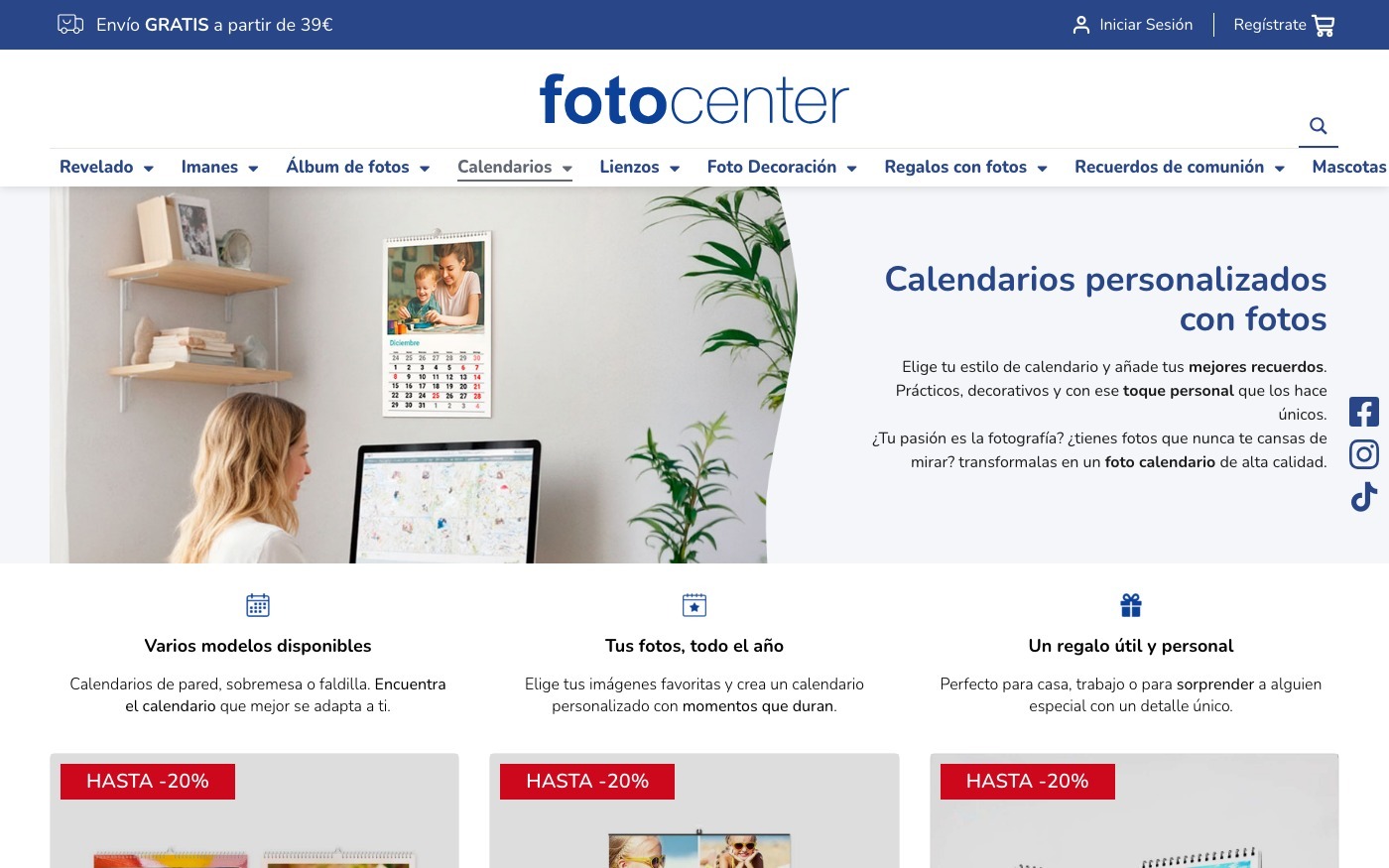 Captura limpia de la home oficial de Fotocenter