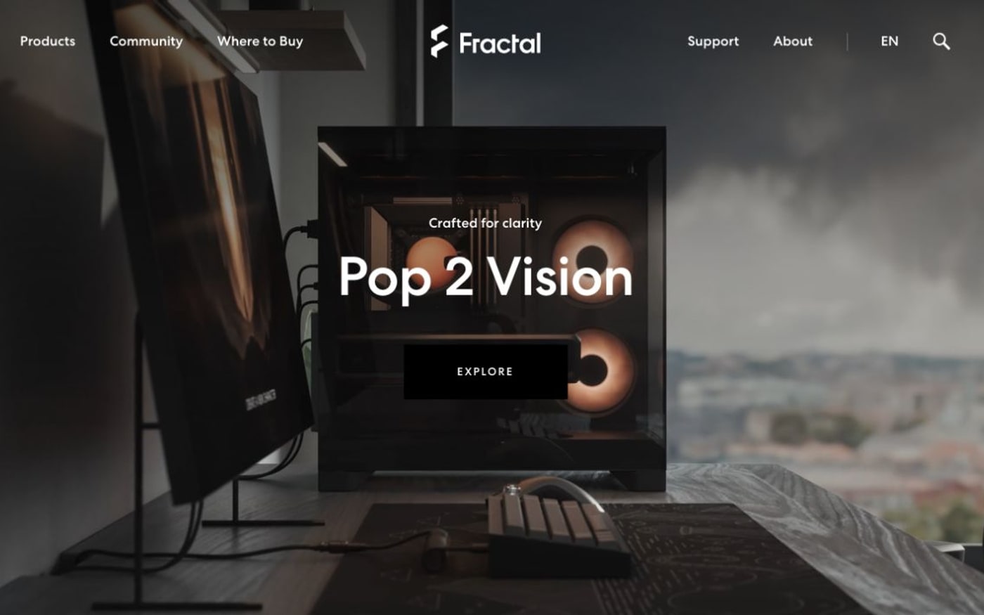 Captura de pantalla de la home de Fractal Design