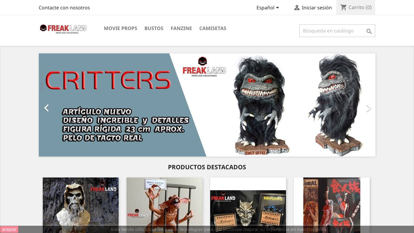 Captura limpia de la home de Freaklandshop