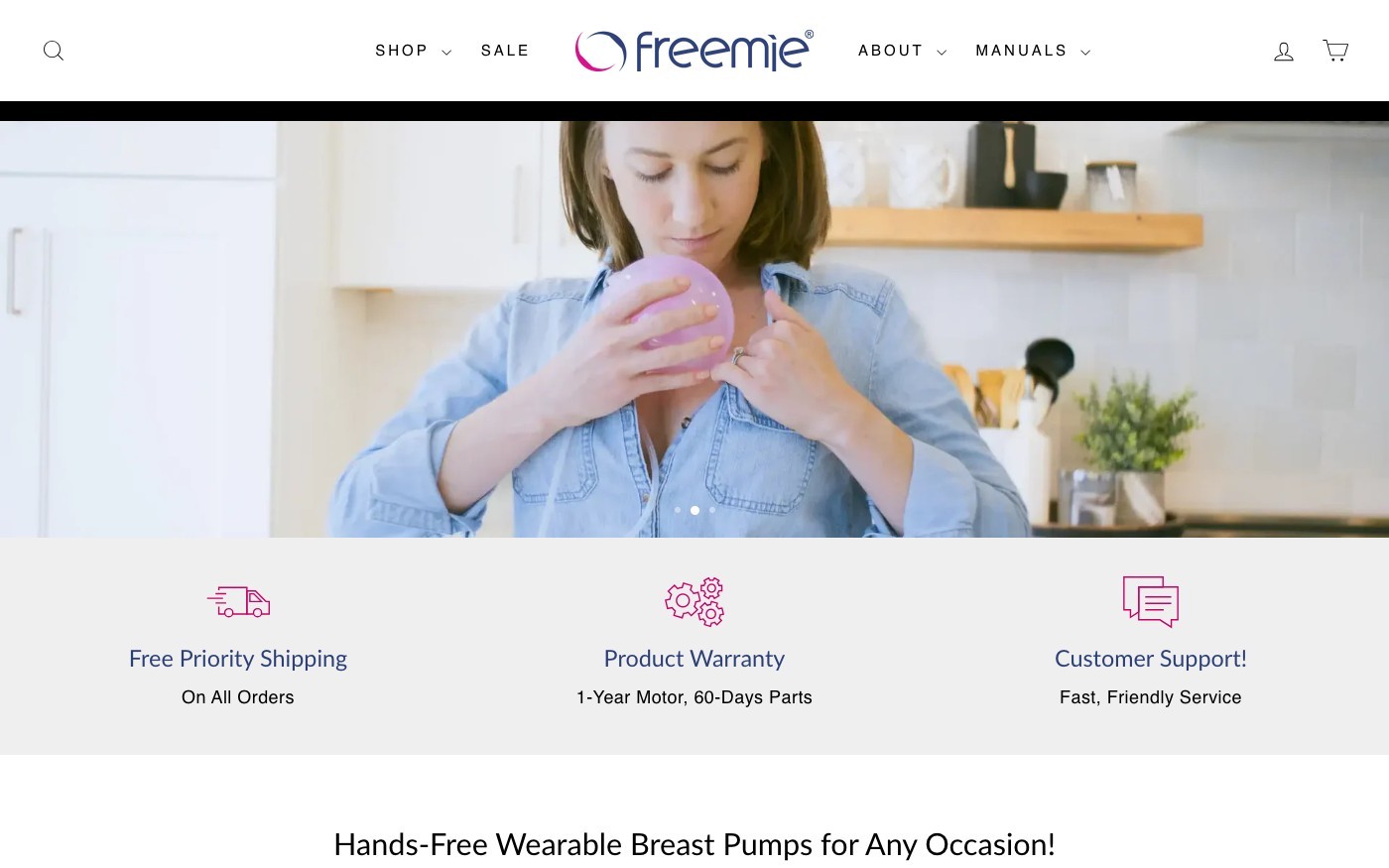 Captura de pantalla de la home de Freemie
