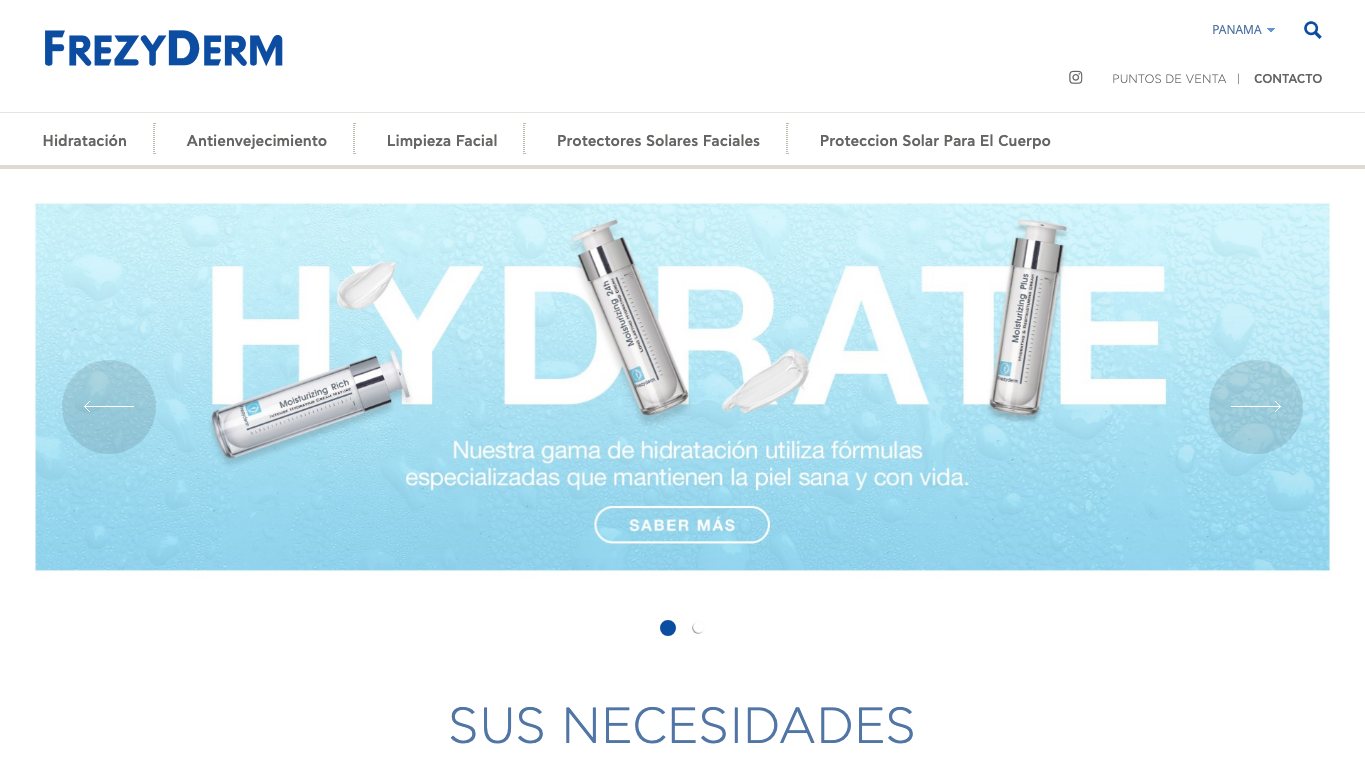 Captura real de la home de Frezyderm