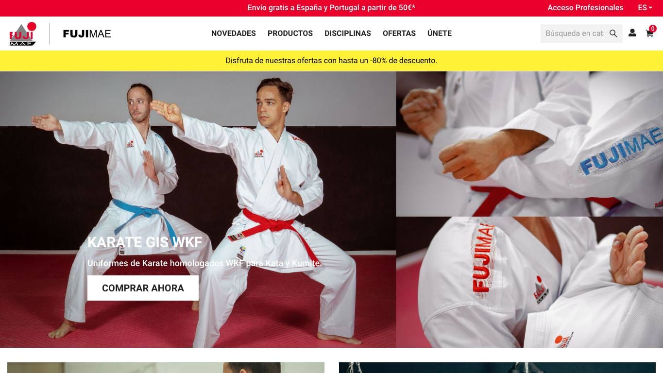 Captura de pantalla de la home de Fuji Mae