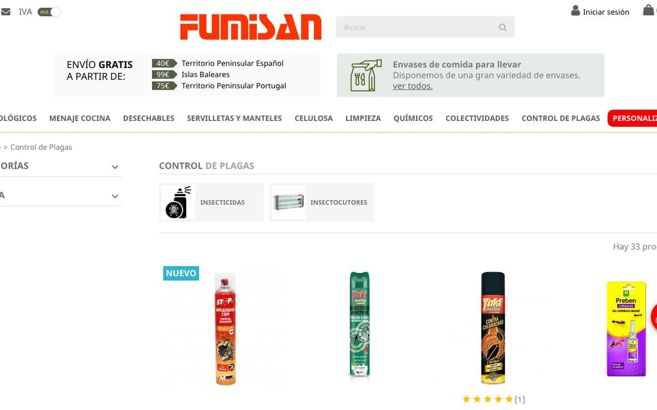 Captura de pantalla de la home de Fumisan