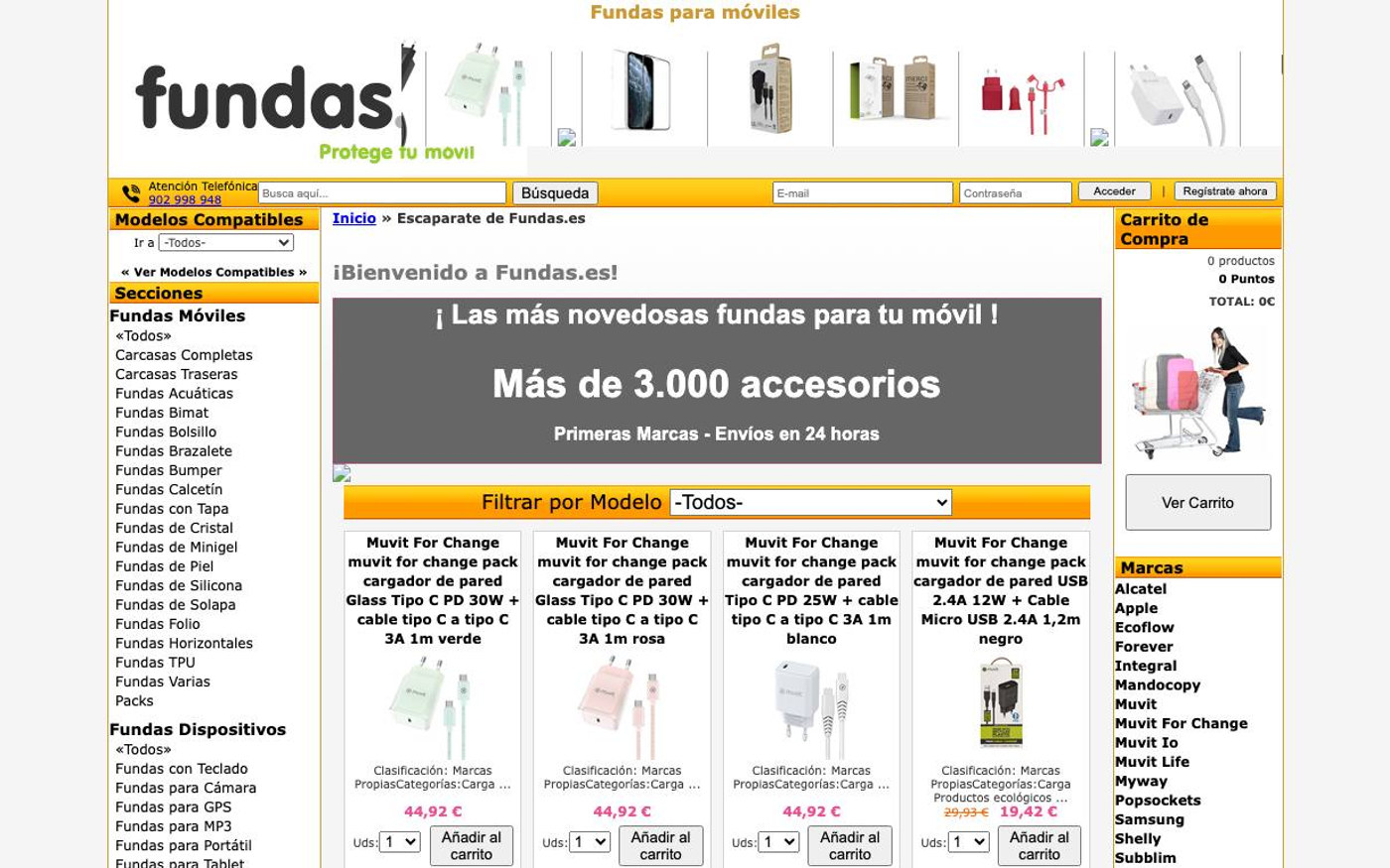 Captura limpia de la home oficial de Fundas.es
