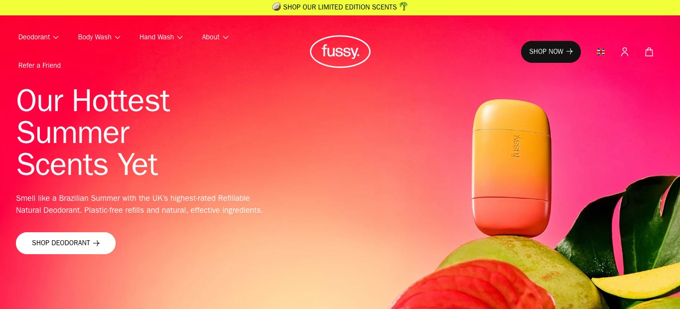 Captura de pantalla de la home de Fussy