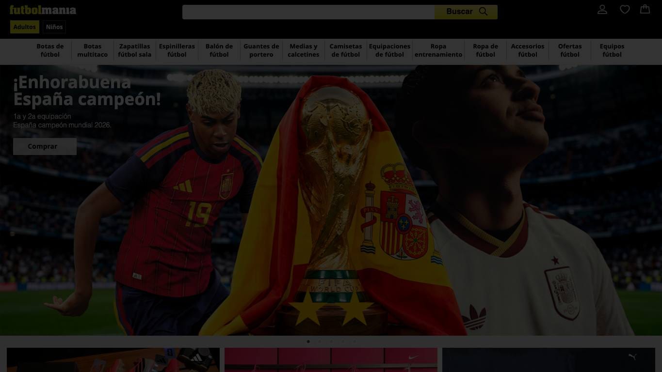 Captura de pantalla de la home de Futbolmania