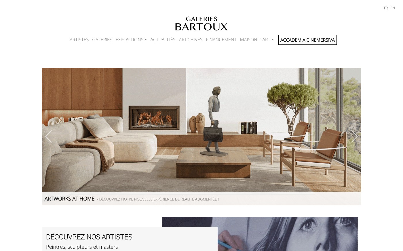 Captura de pantalla de la home de Galeries Bartoux