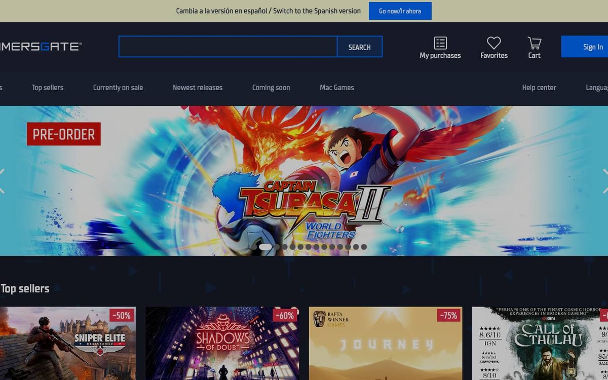 Captura de la home de GamersGate.