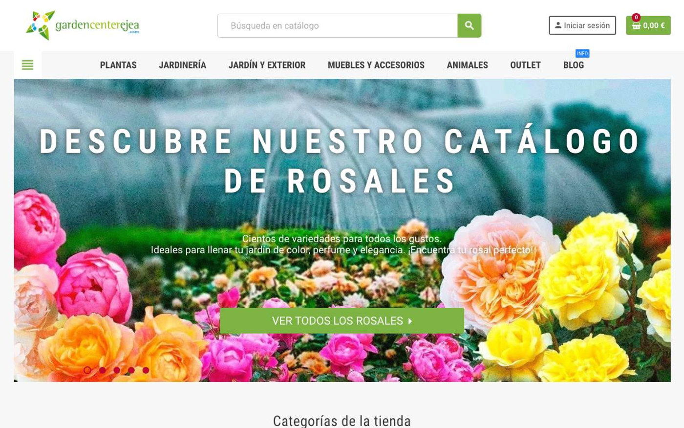 Captura limpia de la home oficial de Garden Center Ejea