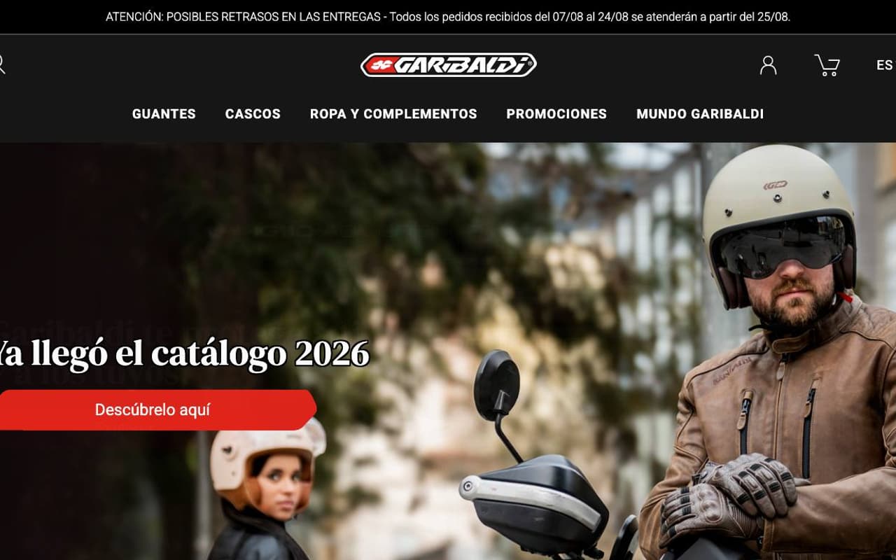 Captura de pantalla de la home de Garibaldi