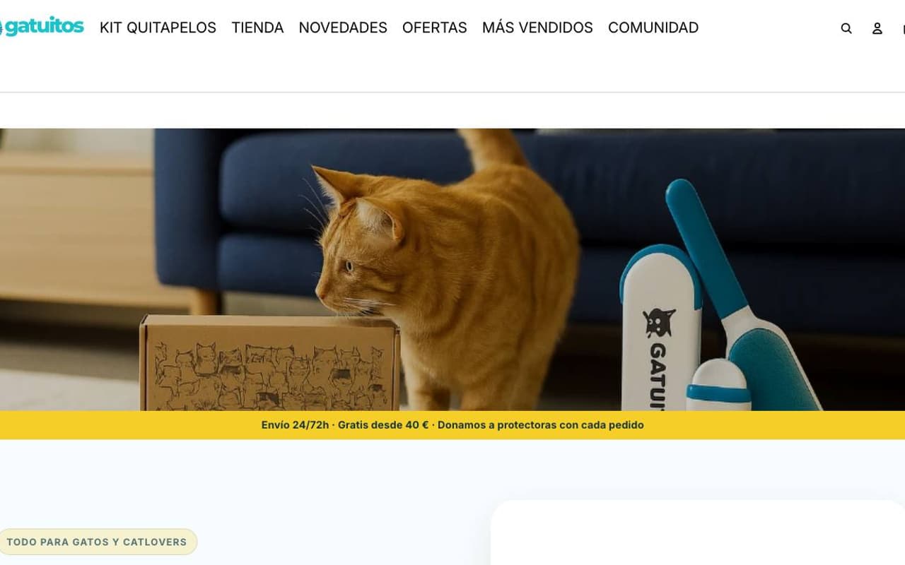 Captura de pantalla de la home de Gatuitos