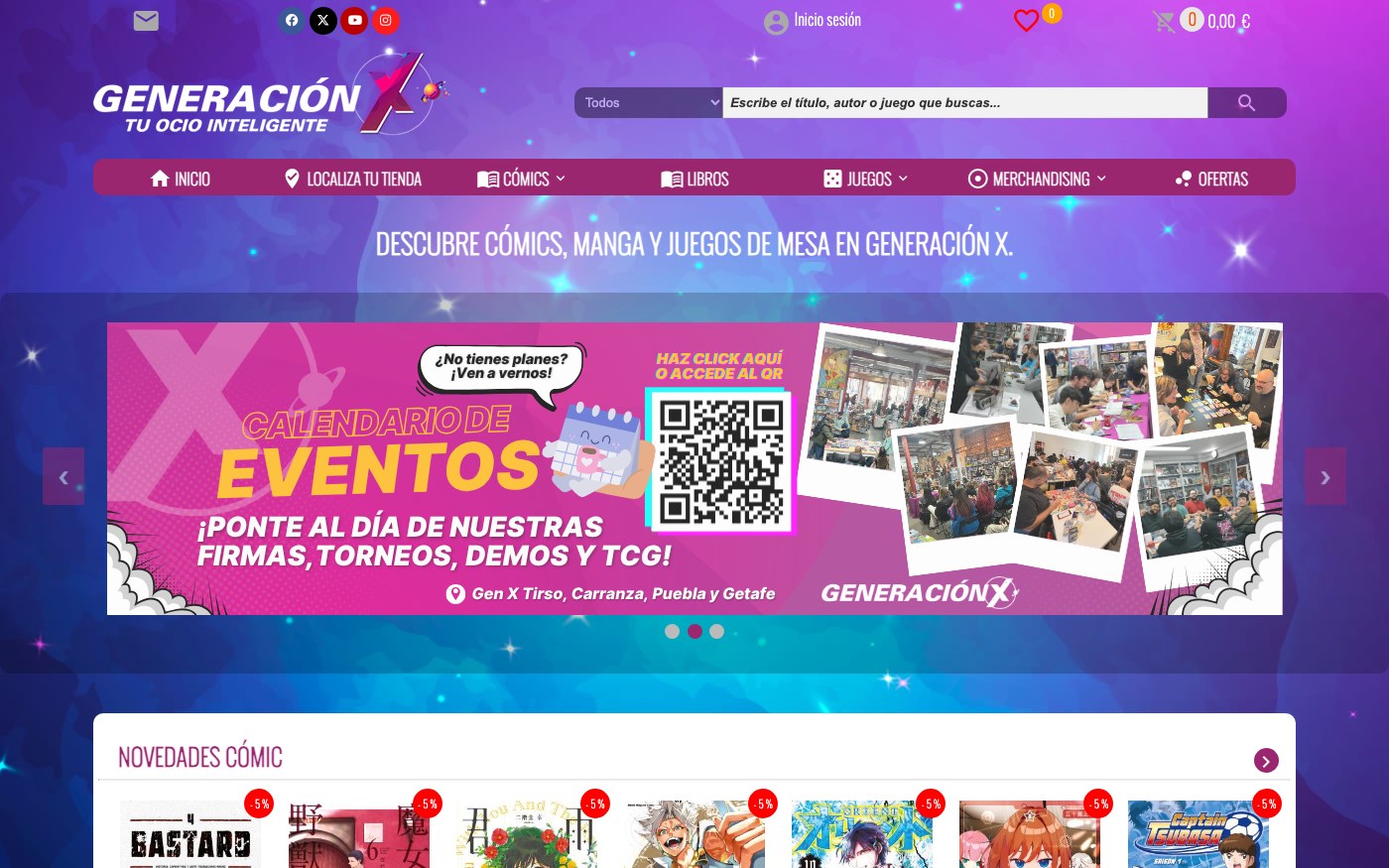 Captura limpia de la página de inicio de Generación X
