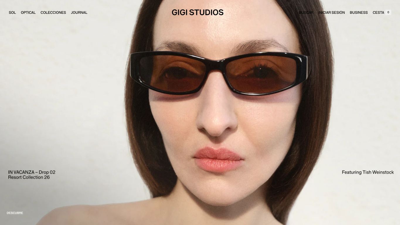 Captura real de la home de GIGI Studios