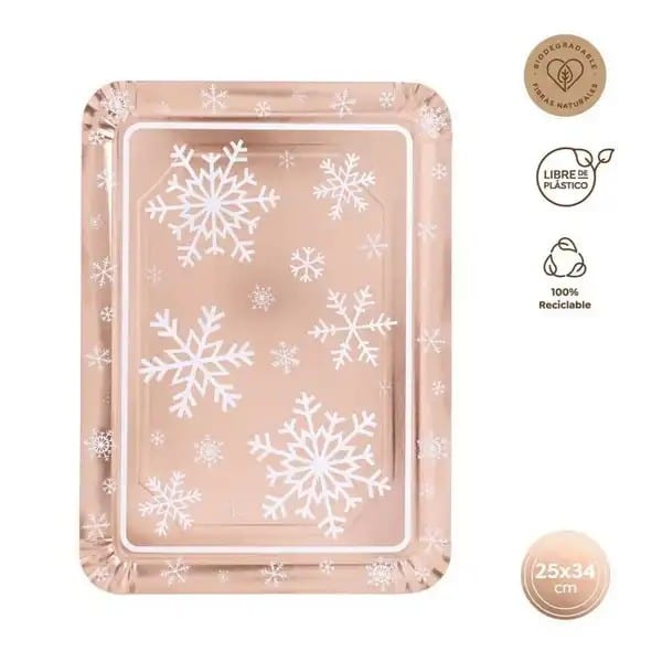 Bandeja Rectangular Navidad Copo de Nieve 25x34Cm 1ud