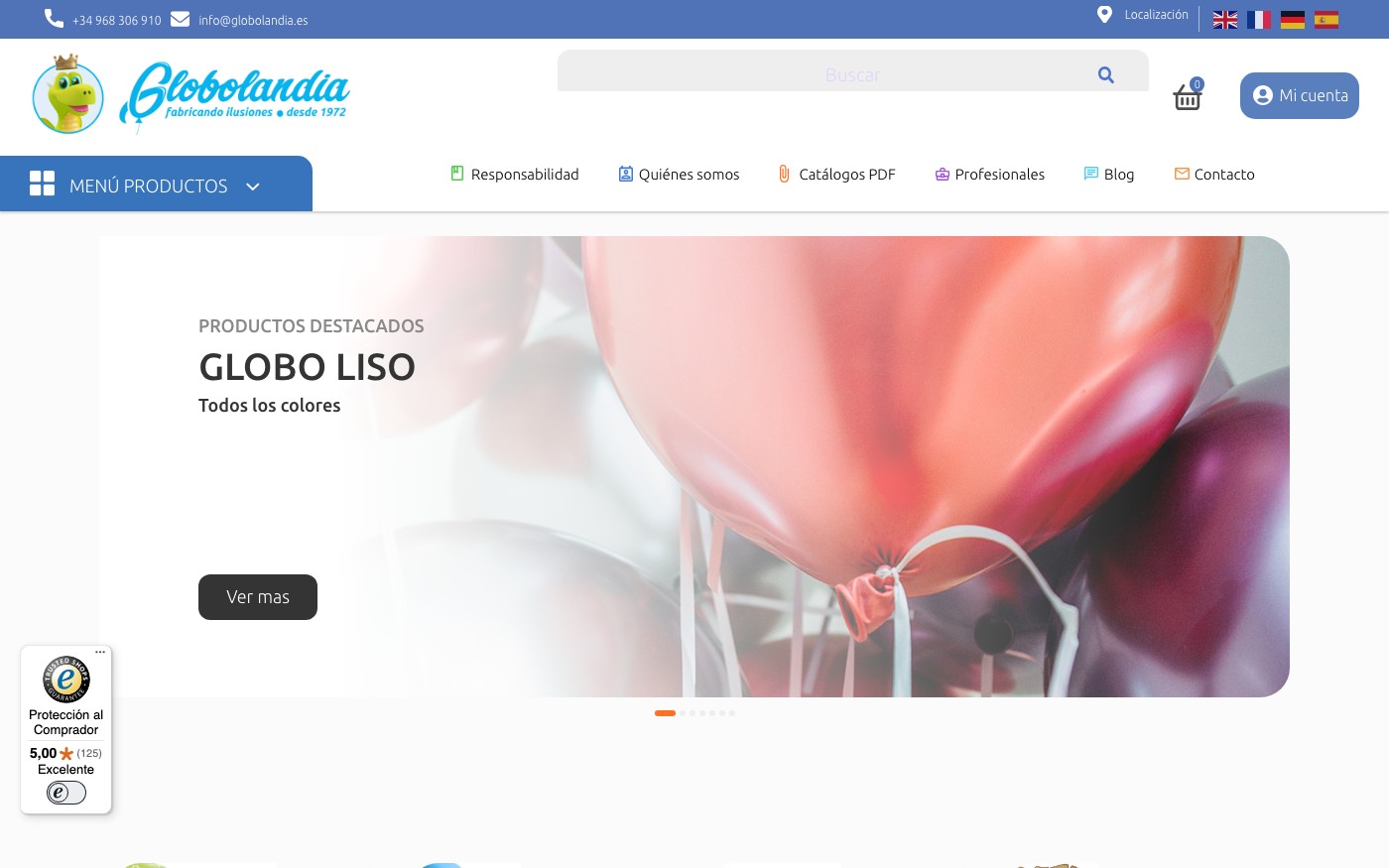 Captura limpia de la home oficial de Globolandia