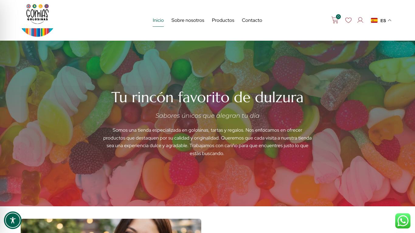 Captura limpia de la página de Gomias Golosinas
