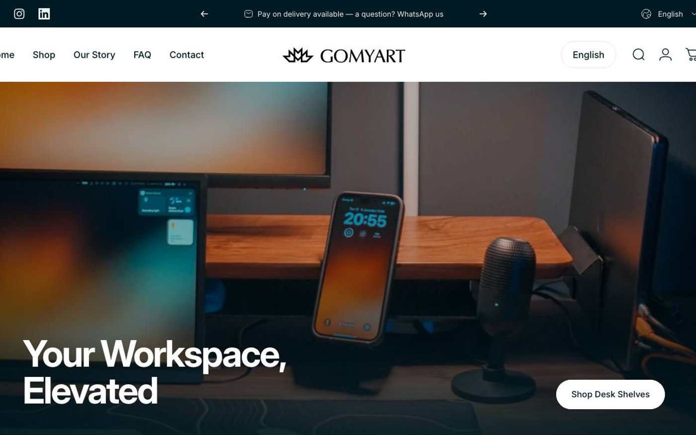 Captura de pantalla de la home de GOMYART