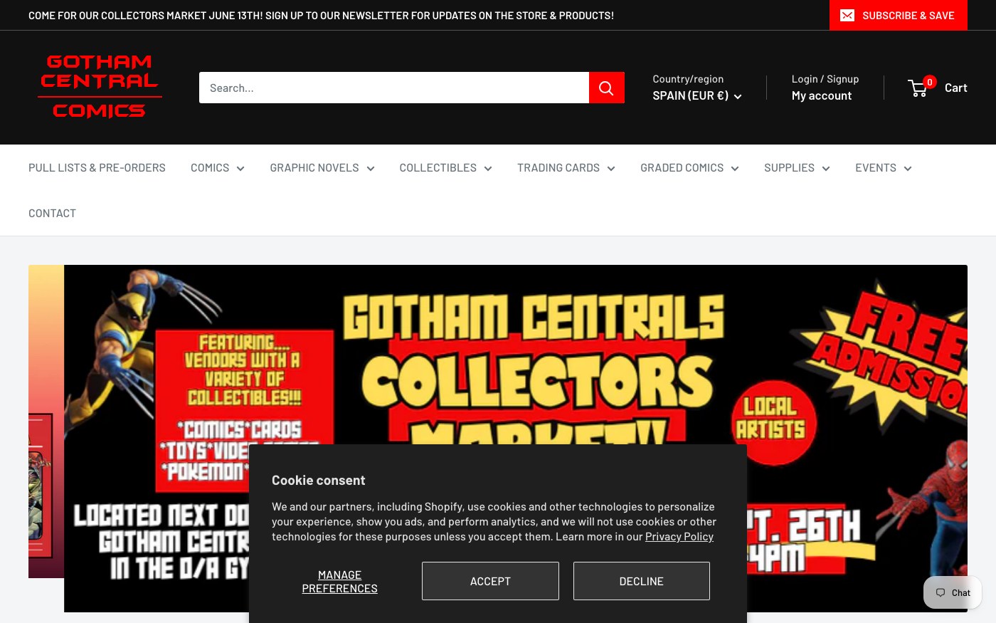 Captura de pantalla de la home de Gotham Central Comics