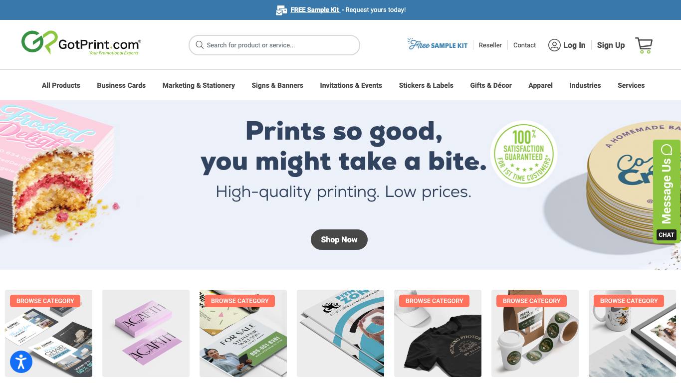 Captura de pantalla de la home de GotPrint