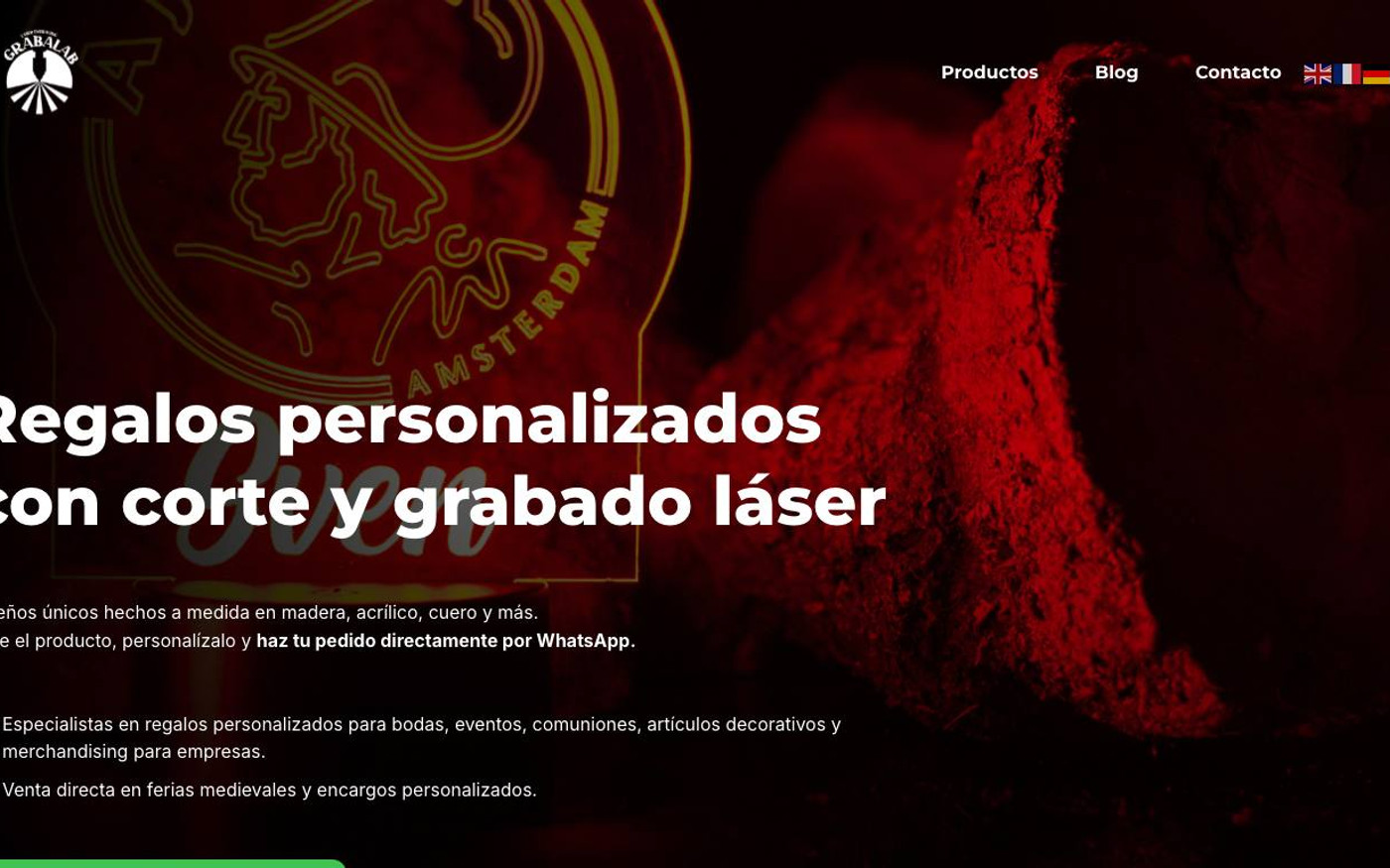 Captura de pantalla de la home de GrabaLab Laser
