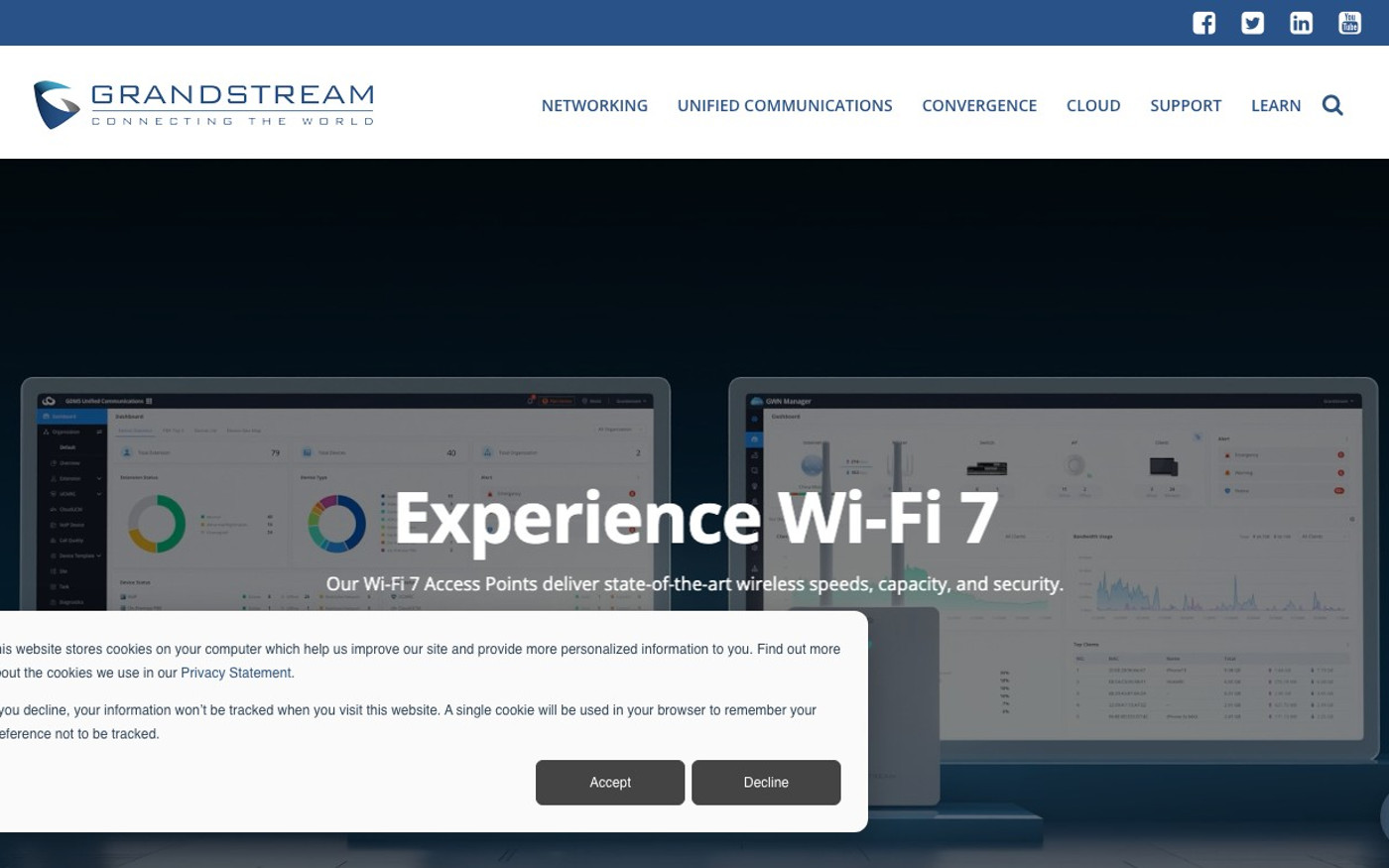 Captura de pantalla de la home de Grandstream