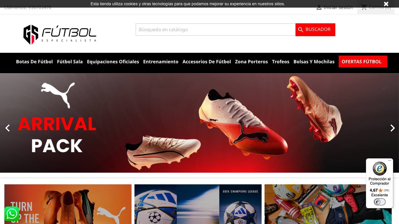Captura de pantalla de la home de Gran Sport