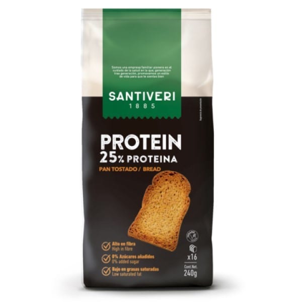 Pan tostado Protein 25% proteínas Santiveri 240g