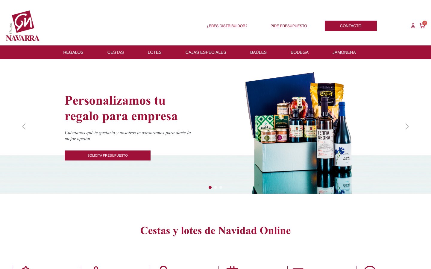 Captura de pantalla de la home de Grupo Navarra
