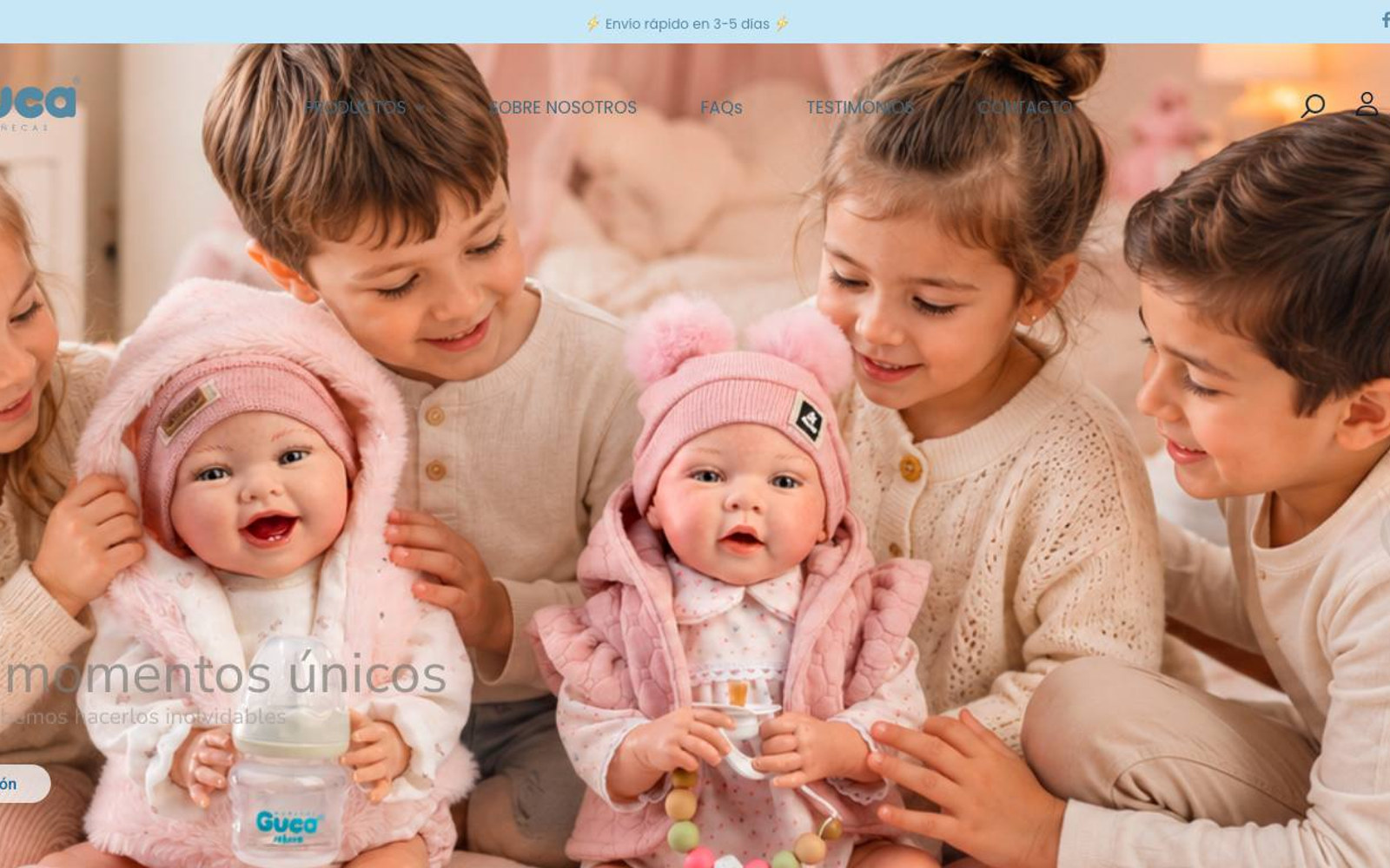 Captura limpia de la página de inicio de Guca