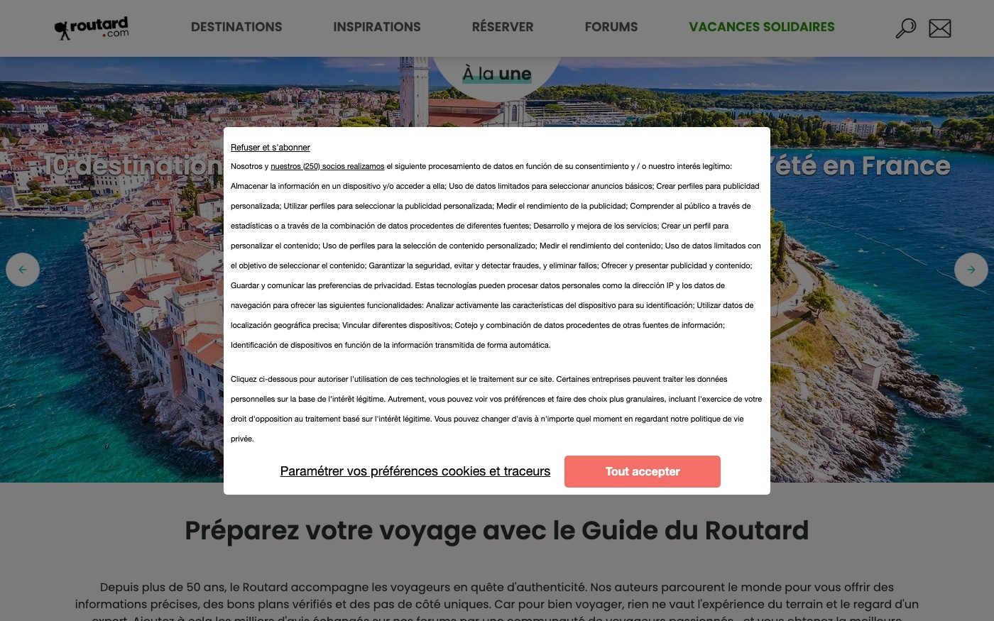 Captura limpia de la home oficial de Guide du Routard