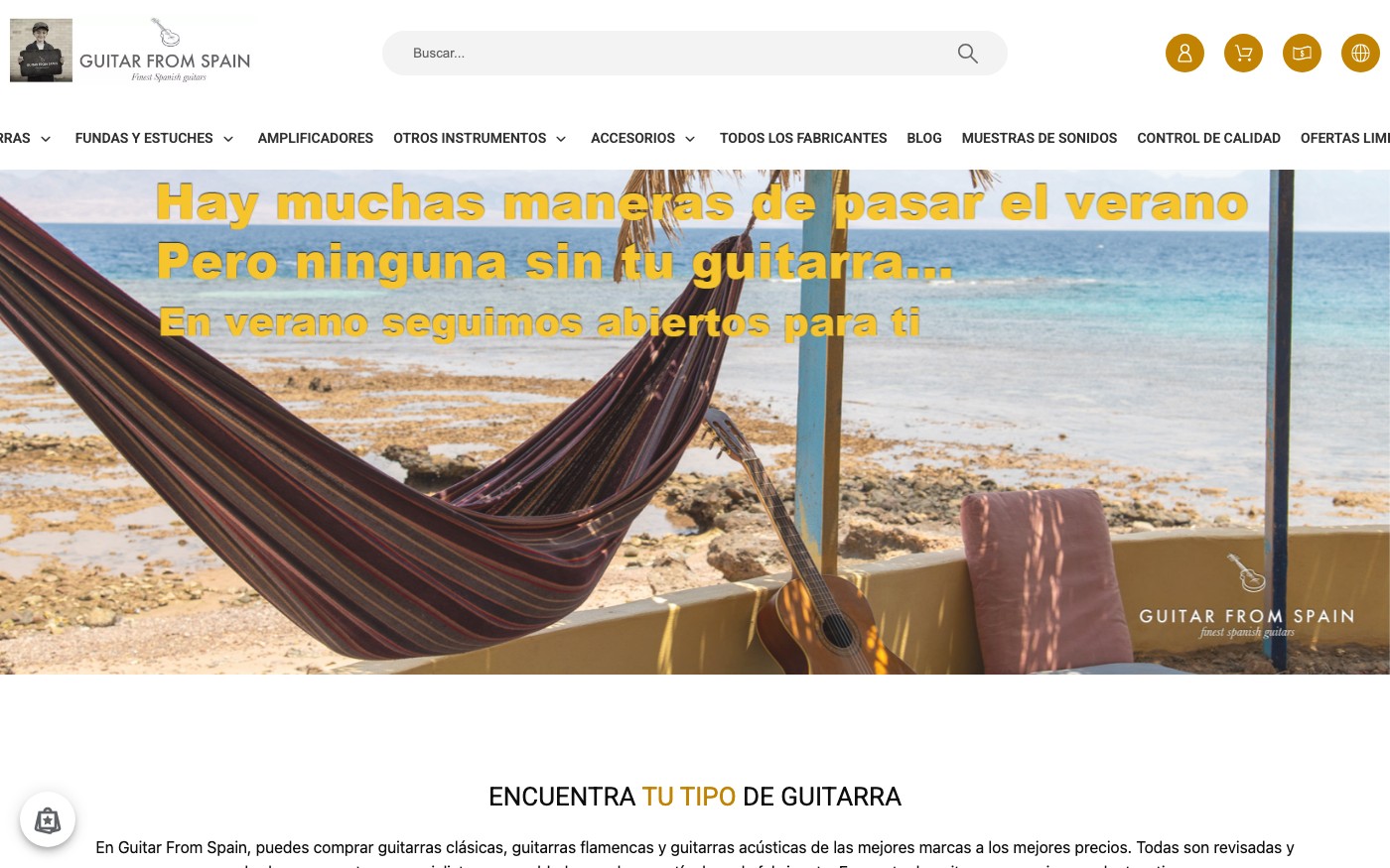 Captura de pantalla de la home de Guitar From Spain