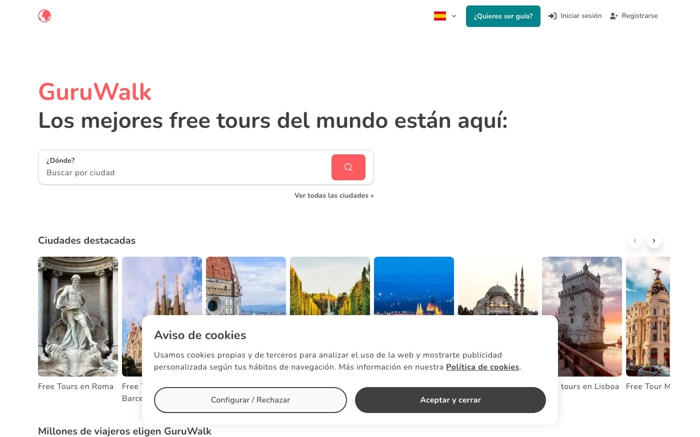 Captura limpia de la home oficial de GuruWalk