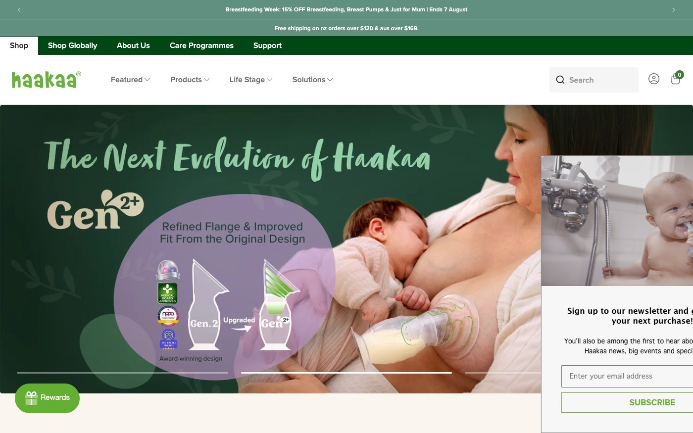 Captura de pantalla de la home de Haakaa