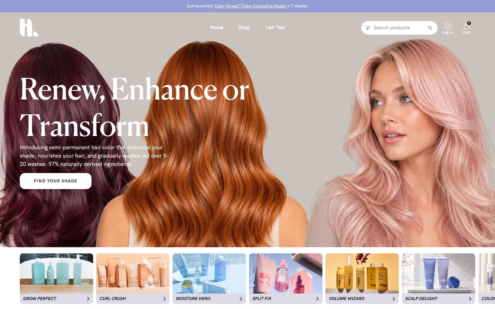 Captura real de la home de Hairlust