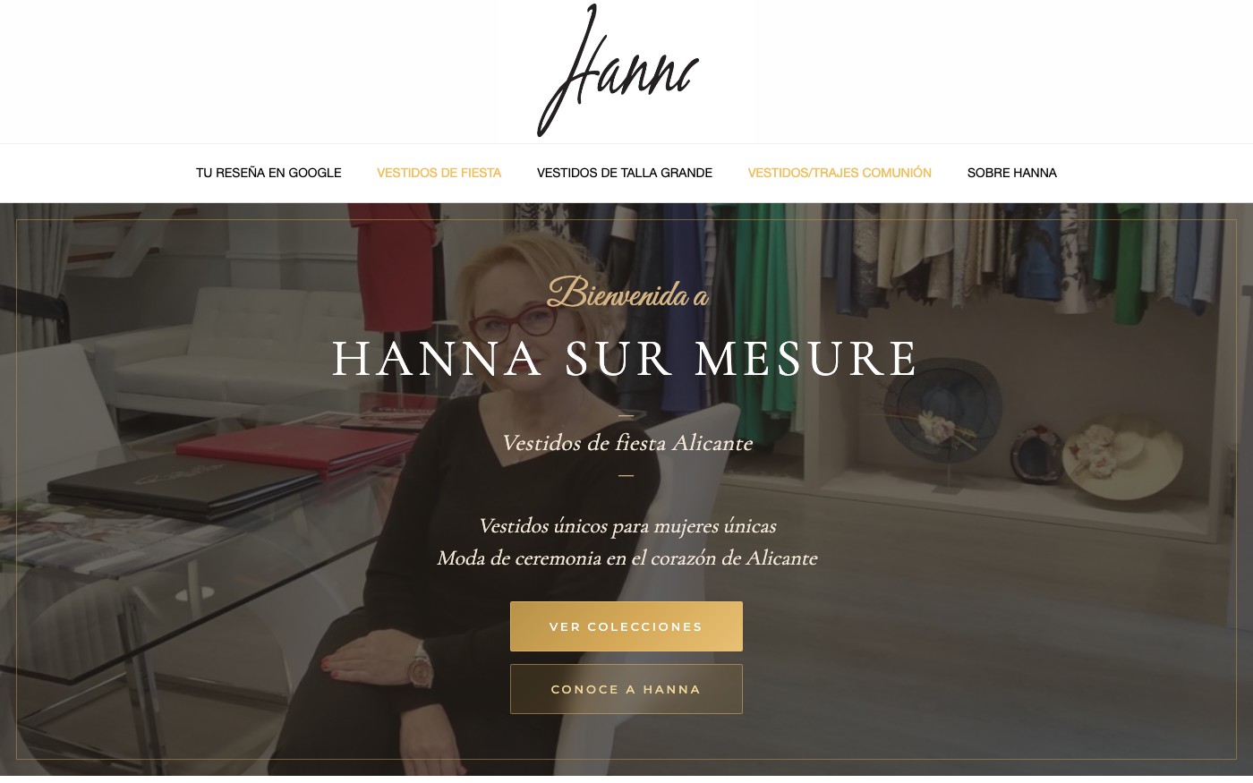 Captura limpia de la home oficial de Hanna Sur Mesure
