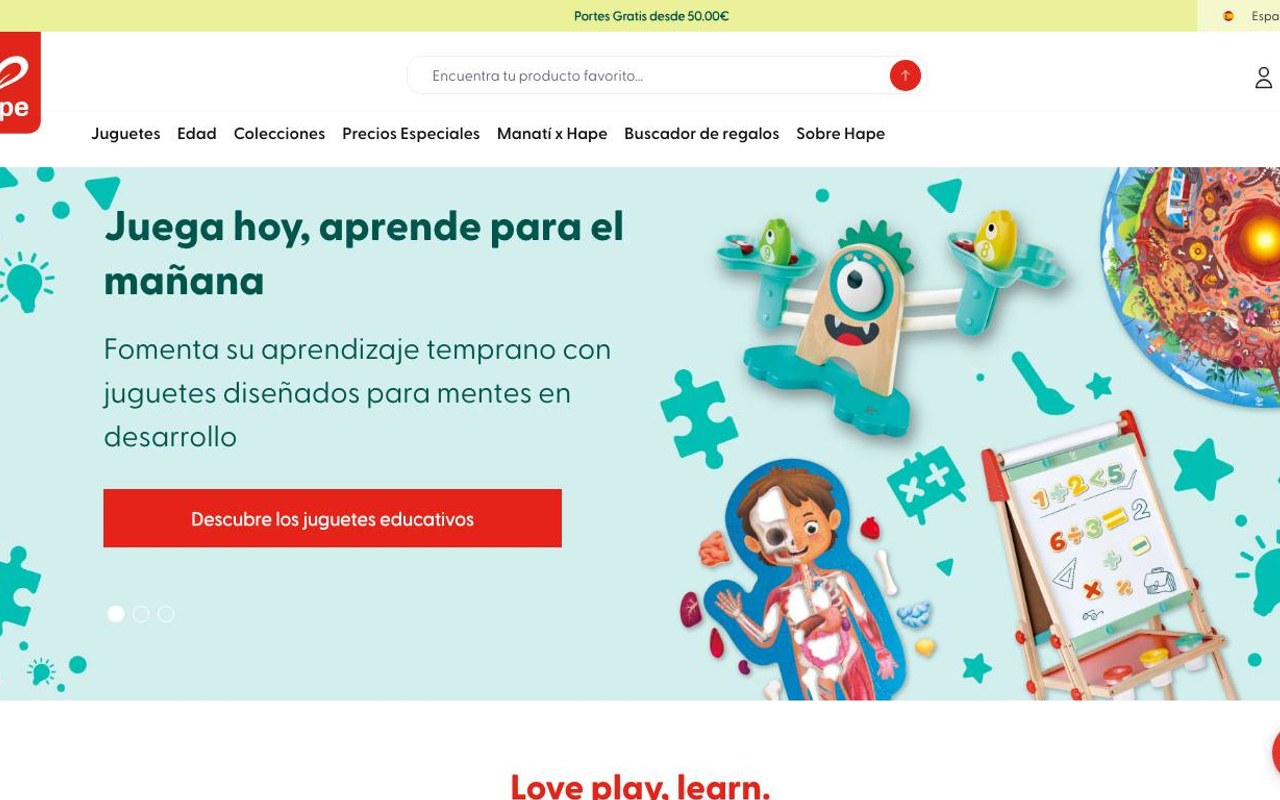 Captura de la home oficial de Hape.