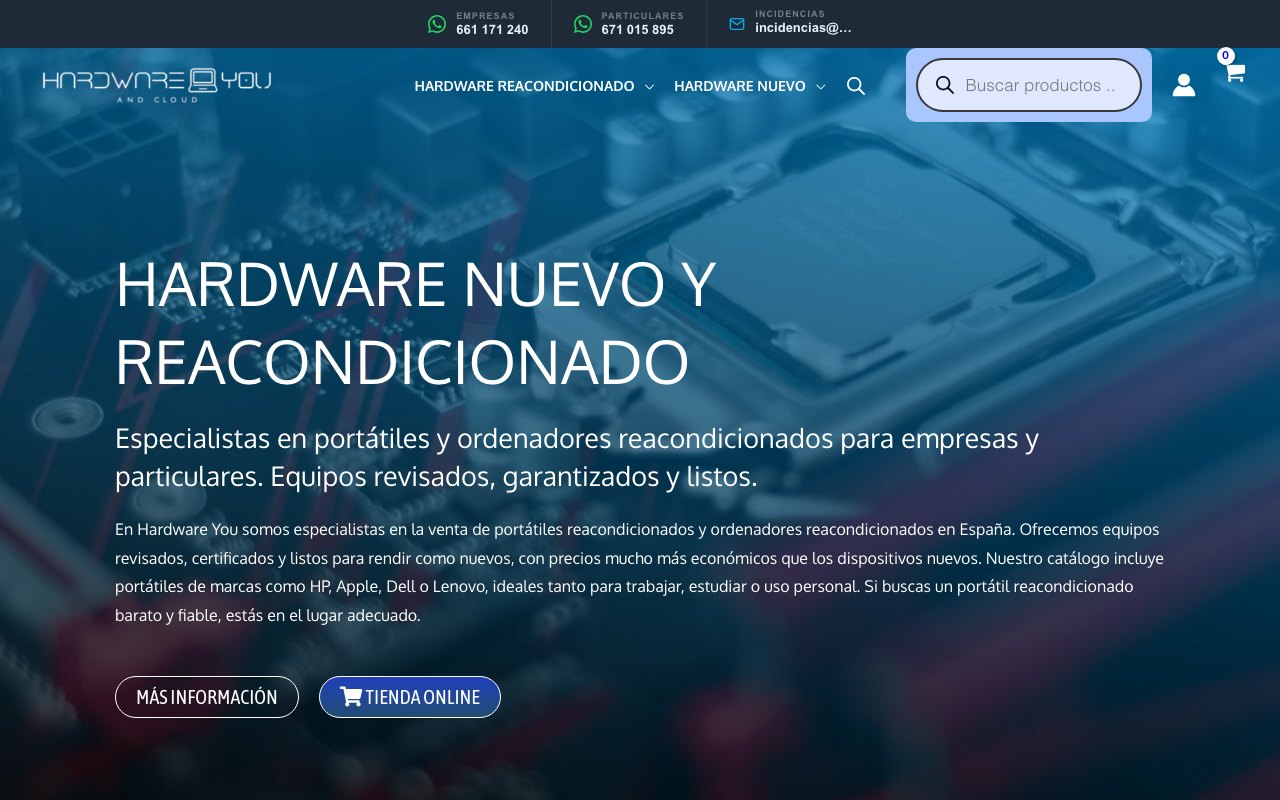 Captura limpia de la home oficial de Hardware You