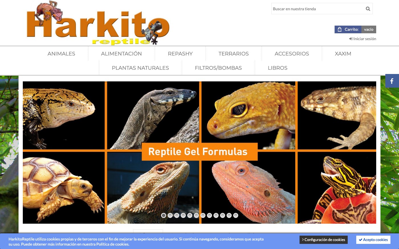 Captura de pantalla de la home de Harkito Reptile