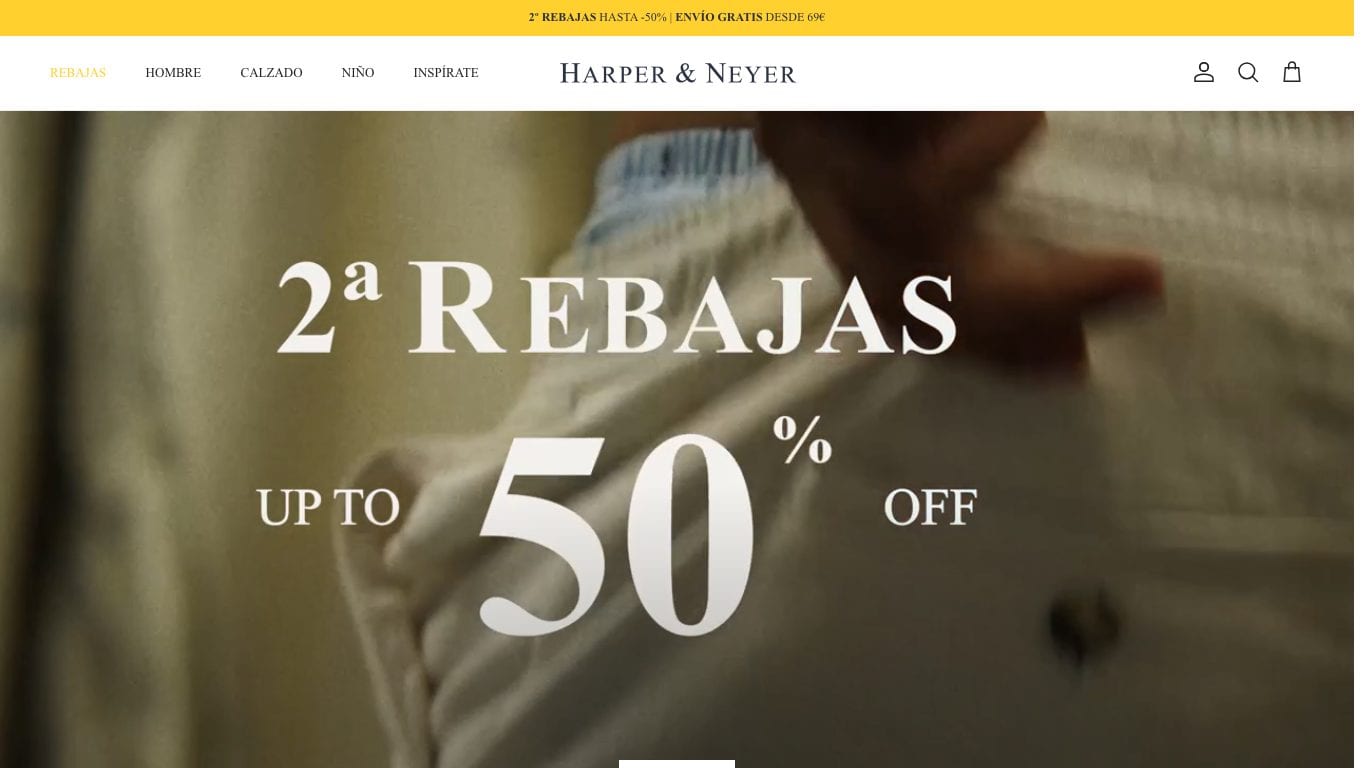 Captura real de la home de Harper & Neyer